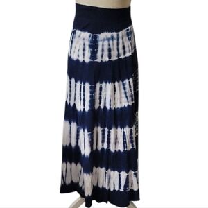Tryst Blue and White A-Line Maxi Skirt